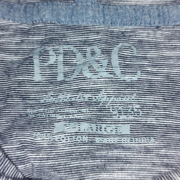 PD&C blue white striped long sleeve hoodie t-shirt  Sz XL - Picture 5 of 5